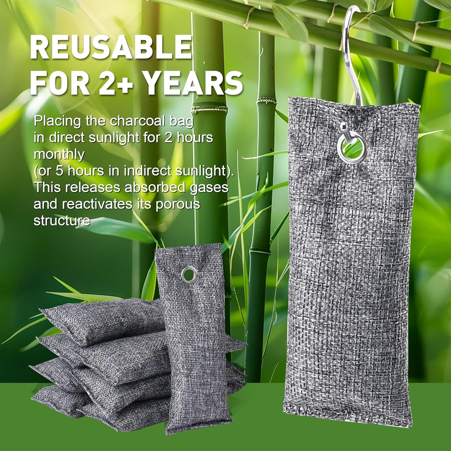 8Pack Activated Charcoal Odor Absorber, Odor Eliminator for Strong 0dor,Shoe Deodorizer,Bamboo Charcoal Air Purifying For in Car,Closet,Shoe, Basement(50g/1.77oz Each)