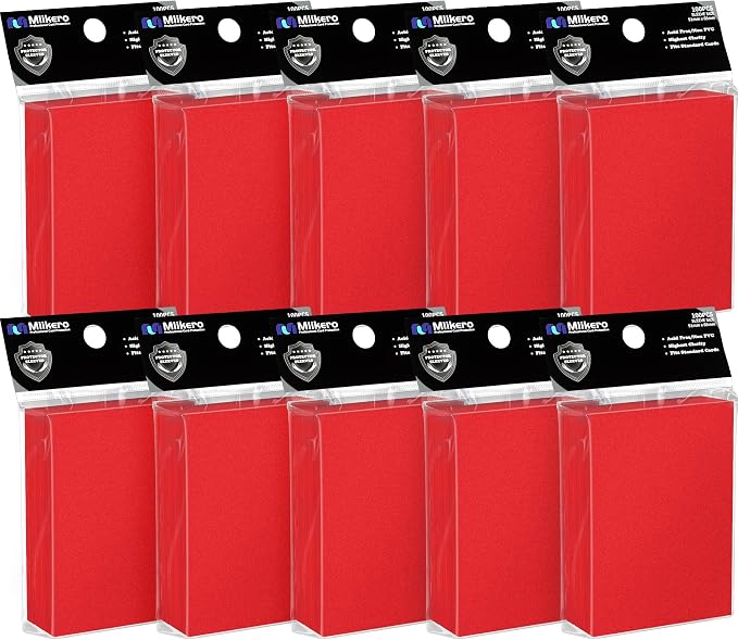 1000 Counts Red Card Sleeves, Matte Sleeve Deck Card Protectors, Trading Card by Mlikero