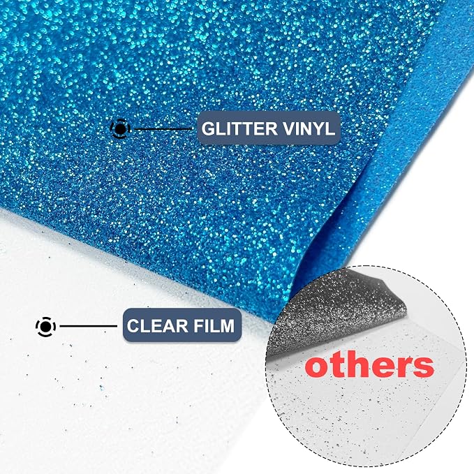 Sky Blue Glitter Heat Transfer Vinyl 12" x 5 ft HTV - Image 4