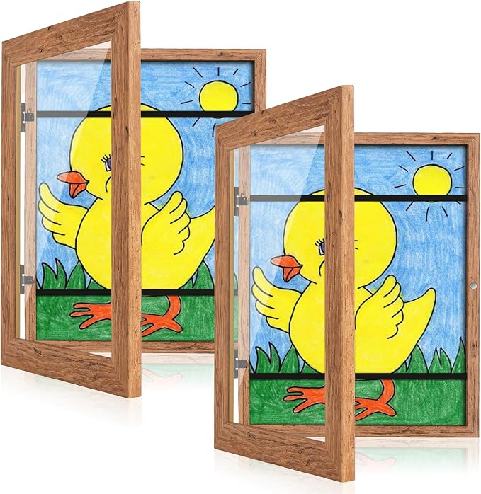 Kids Art Frames, 8.5x11 Front Opening Kids Artwork Frames Changeable, Dark by GULETHUN