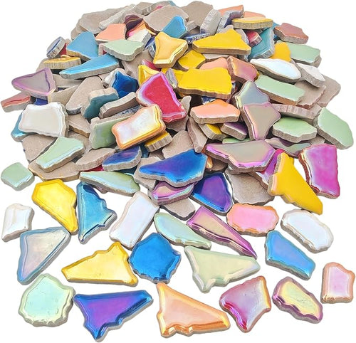 1.1lb Ceramic Mosaic Tiles, Mixed Colour Ceramic Mosaic Pieces by Unknown