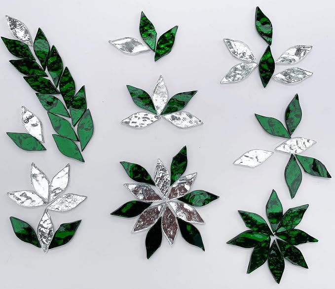 LITMIND 120 Pieces Silver Mosaic Glass Petals & Leaves - Image 7