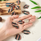 FASHEWELRY Striped Resin Wood Earrings Charms Rhombus Teardrop Kite Wooden - Image 7
