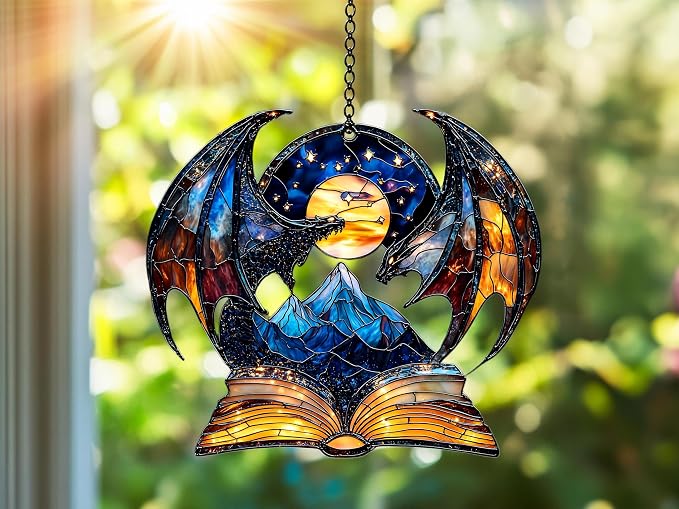 Fantasy Book Lover Acrylic Suncatcher Window Hanging Mini Bookshelf Decor - Image 4