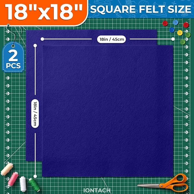 IONTACH 18" X 18" Soft Felt Sheets 1.6mm Thick | Acrylic Felt Fabric Sheets - Image 2