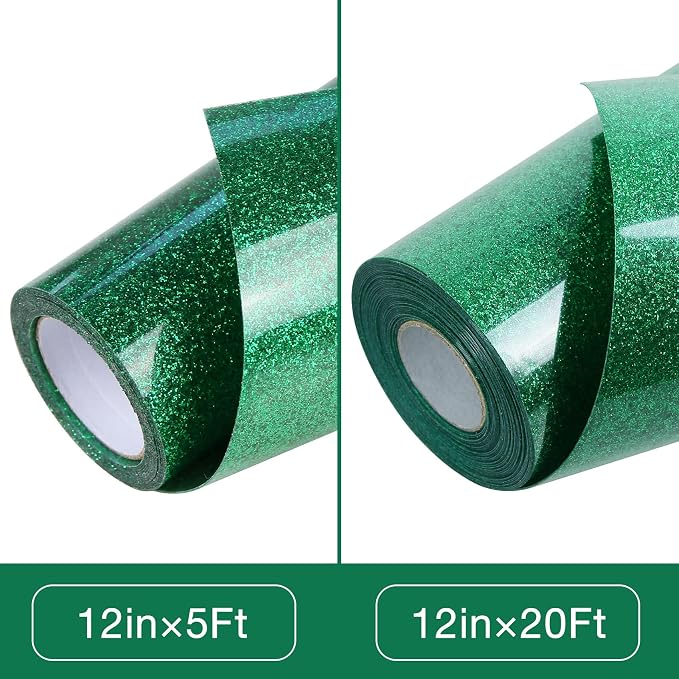 TORC Green Glitter HTV Heat Transfer Vinyl Roll 12 inch x 20 ft Iron on Vinyl - Image 3