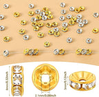 Augshy 700Pcs Rondelle Spacer Beads, 8 mm Silver and Gold Rhinestone Spacer - Image 2