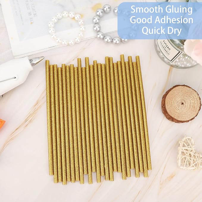 Manarty Glitter Gold Hot Glue Sticks, All Temperature Adhesive EVA Glue Sticks - Image 4