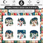 Winter Village Patchwork Cotton Fabric Panel – 6 Designs 10×10 inch + Bonus - Image 3