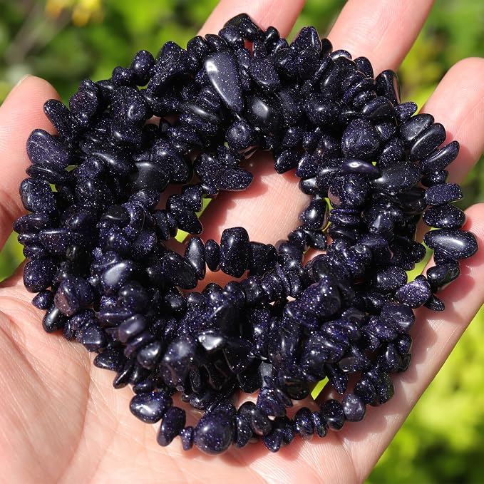 400Pcs 5-8mm Natural Blue Sandstone Chip Stone Beads | Pre-Drilled Irregular - Image 5