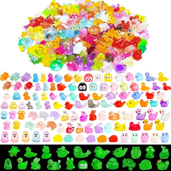 130 Pcs Luminous Mini Resin Animal Tiny Resin Animals Miniature Little Animal by Unknown