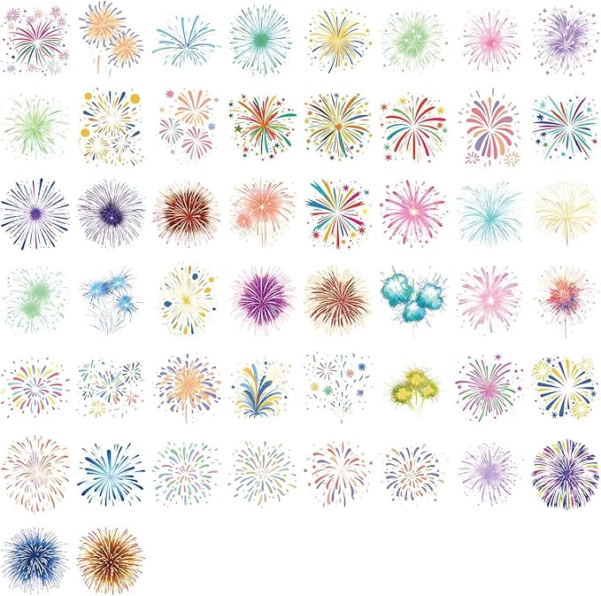 50Pcs Firework for Scrapbooking, Self-Adhesive Transparent Stickers Scrapbook - Image 6