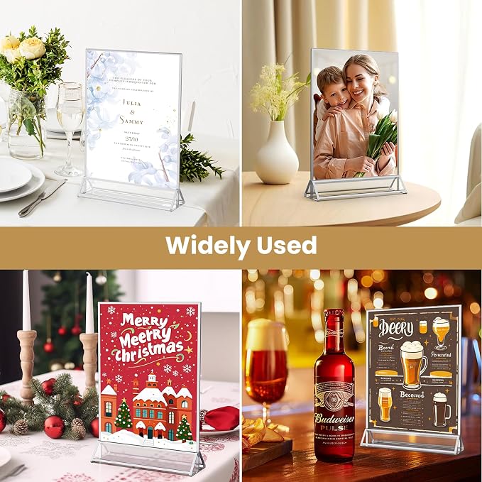 8.5X11 Silver Frames Double-Sided Acrylic Sign Holder, 6 Pack | Picture Frames - Image 6