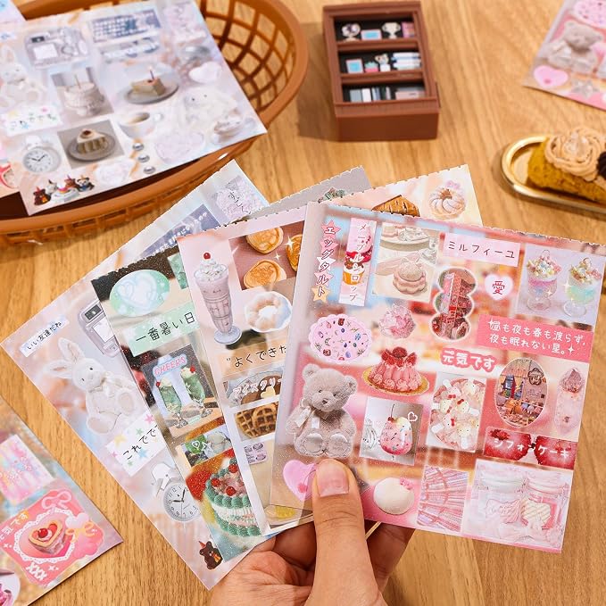 Girl's Japanese Retro Sticker Book, Food and Daily Life Theme - Image 7