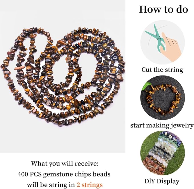 400pcs Natural Chip Stone Beads - Image 9