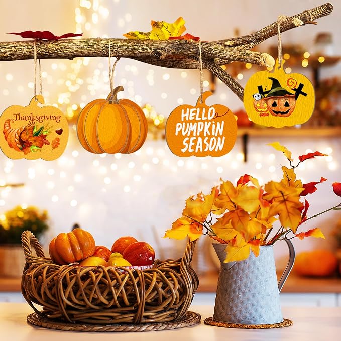 36Pcs Wooden Pumpkins Ornaments to Paint Halloween Thanksgiving Decoration - Image 6