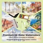 Pagather 24 Colors Mini Watercolor Travel Set, Portable Watercolor Kit - Image 6