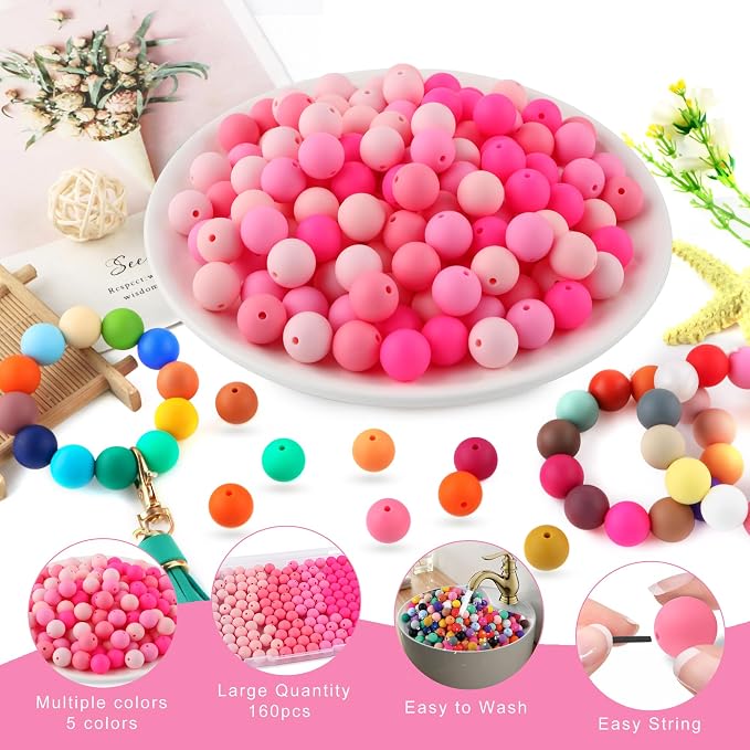 160Pcs Silicone Beads 12mm Mix Color, Bulk Silicone Beads 12mm - Image 3