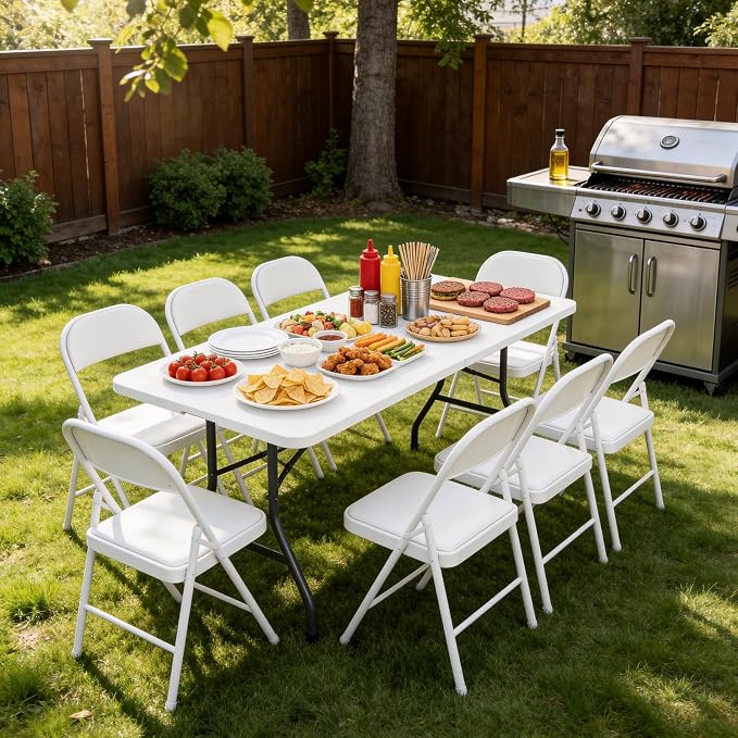 Folding Table 2 Pack, 6 FT Foldable Plastic Table - Image 2