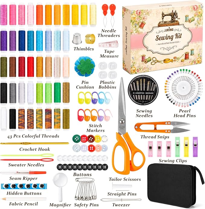 JJRING 205 PCS Sewing Kit for Adults, Premium Needle and Thread Kit - Image 2