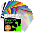 VINYL FROG Glitter Permanent Vinyl Bundle 20 Pack Glossy Holographic Adhesive by VINYLFROG