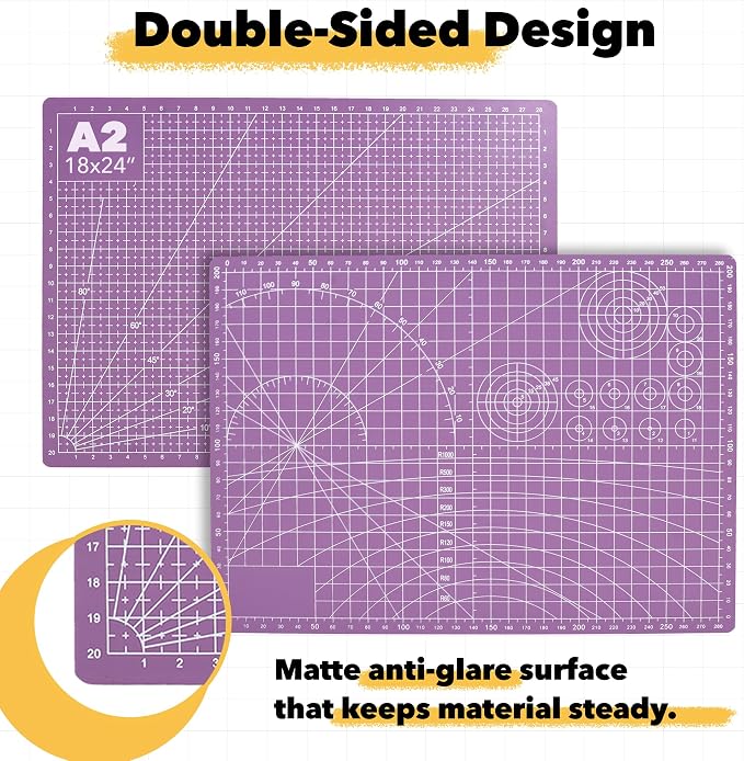Mandala Crafts Self-Healing Cutting Mat Set – 18" x 24" A2 Purple Pink - Image 2