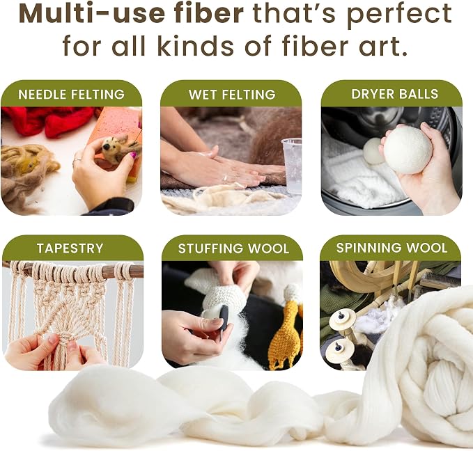Wool Roving Top – 8 OZ Natural Corriedale, Bulk Pack, Best Core Wool - Image 4