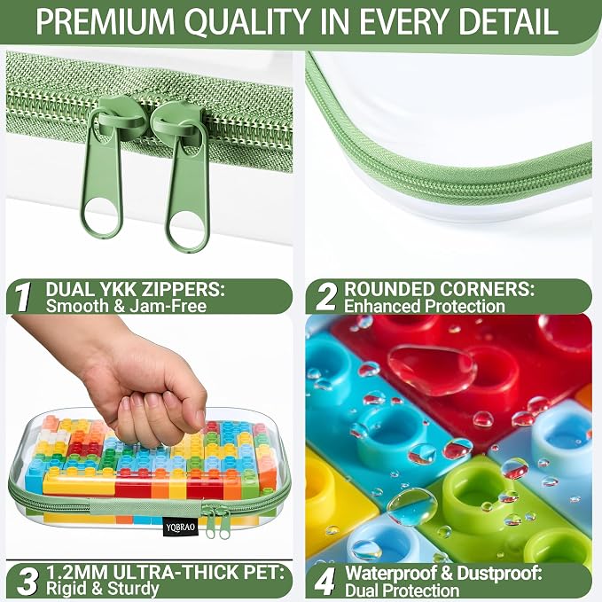YQBRAO 3-Pack Large Clear Hard Shell Zipper Case, 1.2mm Ultra-Thick Rigid Toy & - Image 5