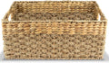 Large Wicker Storage Basket with handles, Natural, Woven, Seagrass and Hyacinth Organizing Baskets for Shelves, Pantry, Living Room - Large Size - 17x11x7.5 in