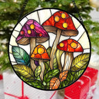DASTOLL Stained Glass Window Hanging, Mushroom Leaves Suncatcher - Image 2