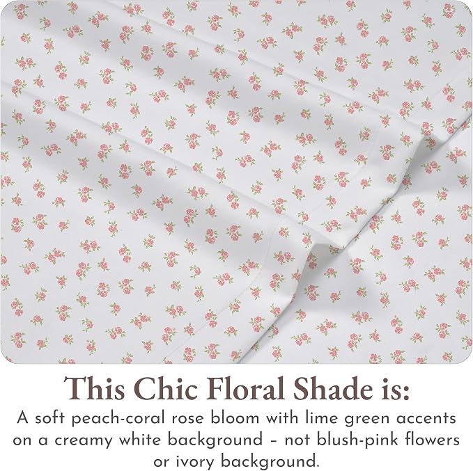 California Design Den Full Sheet Set Floral Pattern, 100% Cotton, Deep Pocket - Image 4