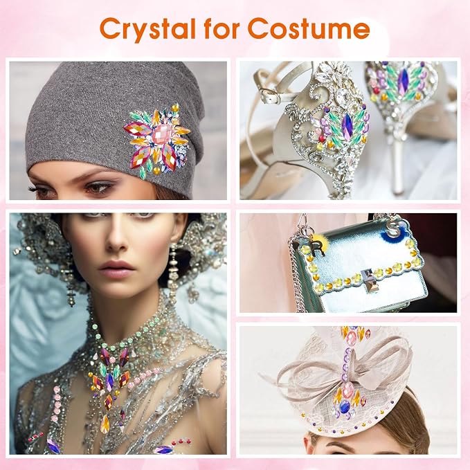 1200Pcs Crystal Gems for Crafts Mix Sizes Flatback Rhinestone Acrylic AB - Image 4