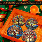 TDOOW Diamond Art Painting Coasters 8 Pcs Colorful Tree Diamond Art Coasters - Image 6