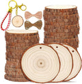 SENMUT Wood Slices 30 Pcs 3.5-4.0 inch Natural Rounds Unfinished Wooden Circles by SENMUT