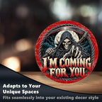 Grim Reaper Halloween Metal Tin Sign Round Wall Decor Blood Moon Scythe Gothic - Image 6