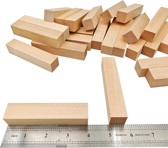 24Pcs Unfinished Basswood Blocks-0.8x0.8x4Inch Small Rectangular Wood Blocks - Image 2