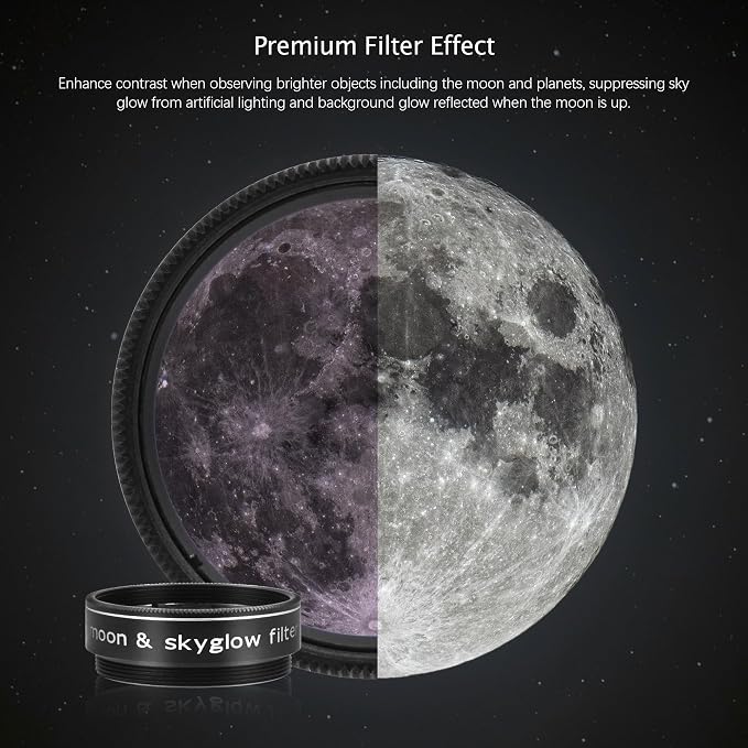 Astromania Moon Skyglow Filter for Telescope 1.25 Inch Lunar Filters | - Image 2