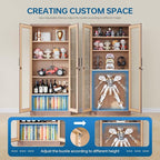 PEUKC Display Cabinet with Glass Doors, 71 Inches Metal Display Case with 4 - Image 7