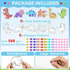 Qyeahkj 6 Pcs Dinosaur Arts Crafts DIY Dino Gem Diamond Suncatcher Crafts - Image 2