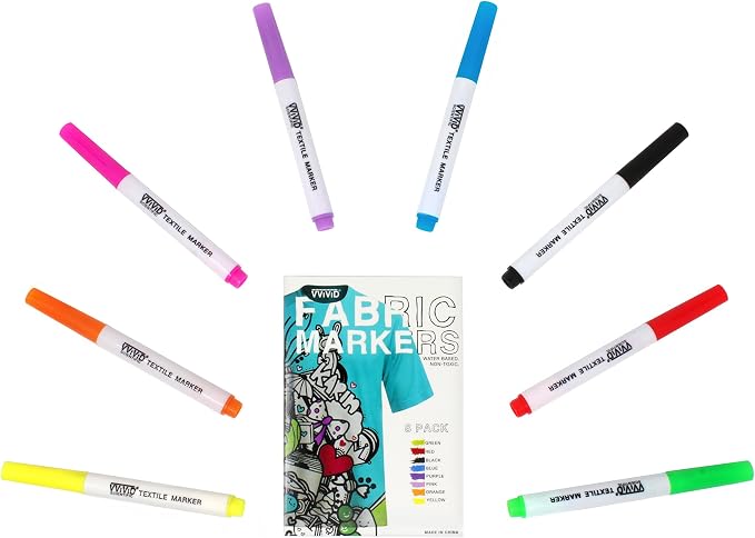 VViViD Permanent Non-Toxic Fabric Marker Pen 8 Color Bundle - Image 2