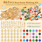 863 Pcs Keychain Making Kit, Alphabet Beads Craft Set - Image 2