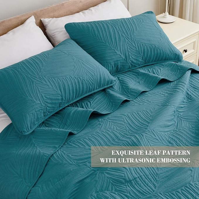 Exclusivo Mezcla Twin Quilt Bedding Set, Lightweight Teal Quilts Twin Size - Image 3