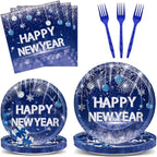 100PCS Happy New Year Party Plates and Napkins Party Supplies Blue 2026 New by Qyeahkj