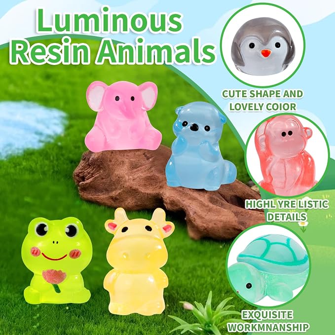 180pcs Luminous Mini Resin Animals Colorful Tiny Small Little Glow in the Dark - Image 2