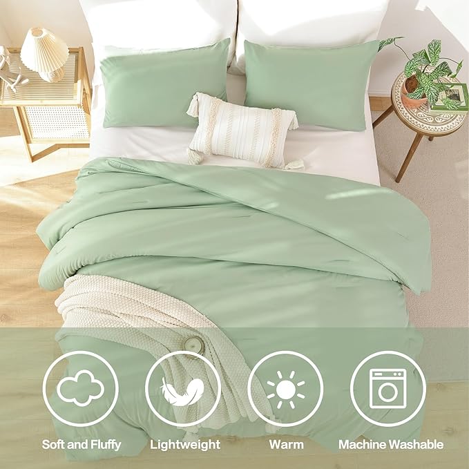 ROSGONIA Oversized King Comforter Sage Green, Lightweight Oversized King Size - Image 5