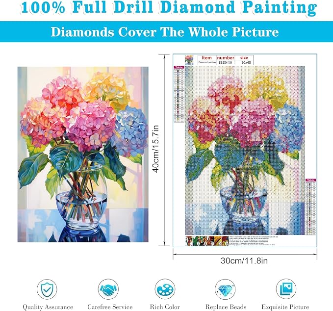 EIBEILI Diamond Painting Kits for Adults, Hydrangea in Glass 5D Diamond Art - Image 4