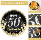 48Pcs 50th Anniversary Paper Plates Napkins Wedding Party Decorations Employee - Image 3