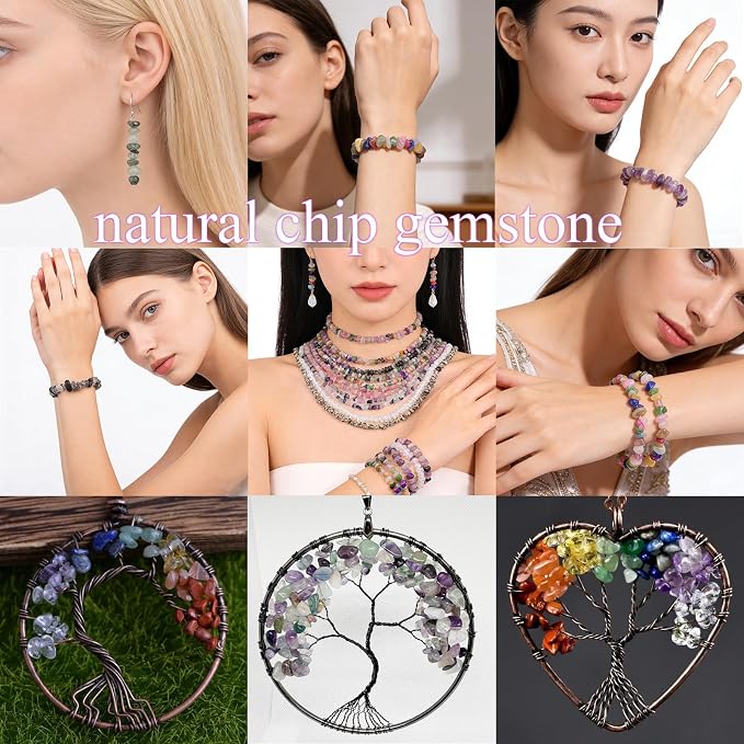 200 Pcs Crystal Chip Beads for Jewelry Making 5-8mm Dalmation Jasper | Natural - Image 8