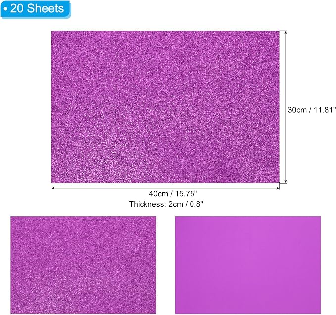 PATIKIL 20 Sheets 2mm Glitter Foam Sheet - Image 2