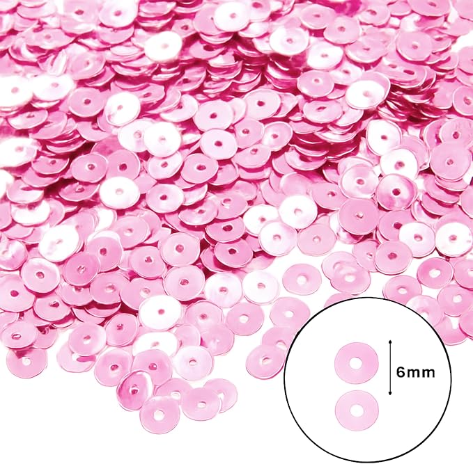 Mandala Crafts 6mm Flat Round Pink Sequins - Image 3